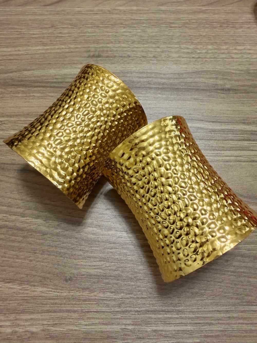 Sassy Jones Gold Hammered Metal Cuff Bracelet Pair